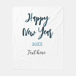 Happy new year blue black bold simple year stylish フリースブランケット