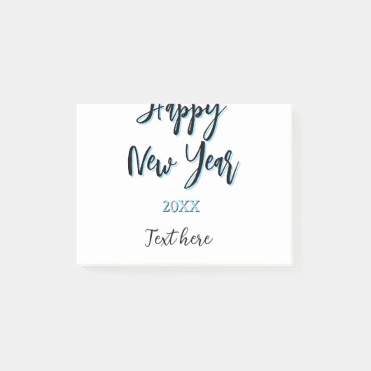 Happy new year blue black bold simple year stylish ポストイット (正面)