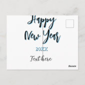 Happy new year blue black bold simple year stylish ポストカード (裏面)