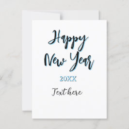 Happy new year blue black bold simple year stylish ポストカード