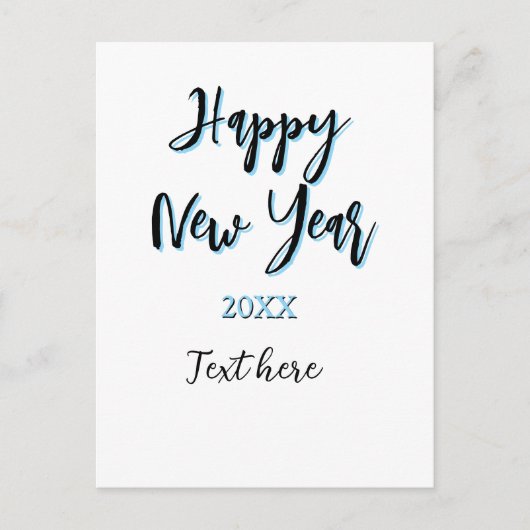 Happy new year blue black bold simple year stylish ポストカード (正面)