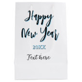 Happy new year blue black bold simple year stylish ミディアムペーパーバッグ (裏面)