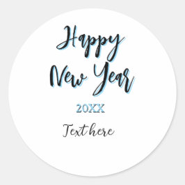Happy new year blue black bold simple year stylish ラウンドシール