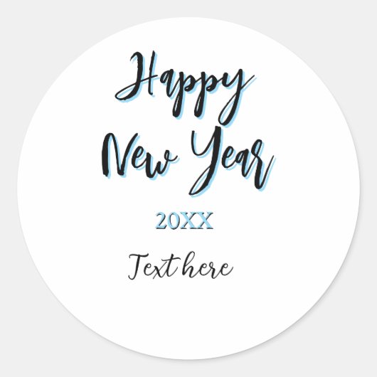 Happy new year blue black bold simple year stylish ラウンドシール (正面)