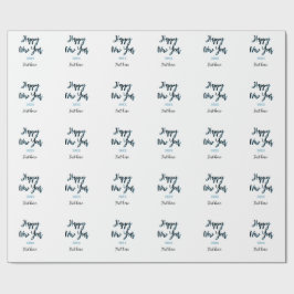 Happy new year blue black bold simple year stylish ラッピングペーパー