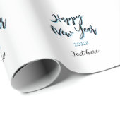 Happy new year blue black bold simple year stylish ラッピングペーパー (ロールコーナー)