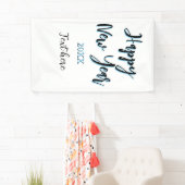 Happy new year blue black bold simple year stylish 横断幕 (インサイチュ)