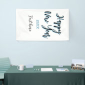 Happy new year blue black bold simple year stylish 横断幕 (トレードショー)