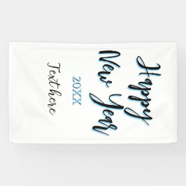 Happy new year blue black bold simple year stylish 横断幕