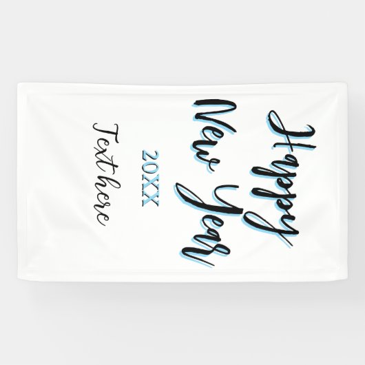 Happy new year blue black bold simple year stylish 横断幕 (横)