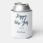 Happy new year blue black bold simple year stylish 缶クーラー (缶裏面)