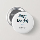 Happy new year blue black bold simple year stylish 缶バッジ (正面&裏面)