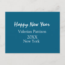 Happy new year blue name place year boho simple 