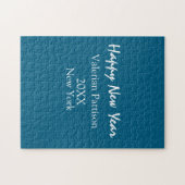 Happy new year blue name place year boho simple ジグソーパズル (横)