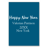 Happy new year blue name place year boho simple  テーブルナンバー (裏面)