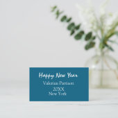 Happy new year blue name place year boho simple 名刺 (スタンド正面)
