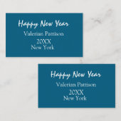 Happy new year blue name place year boho simple 名刺 (正面/裏面)