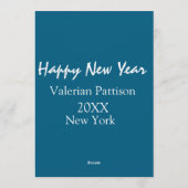 Happy new year blue name place year boho simple 招待状 (裏面)