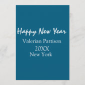 Happy new year blue name place year boho simple  招待状 (正面)