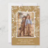 Happy New Year Botanicals on金ゴールド写真 シーズンカード (正面)
