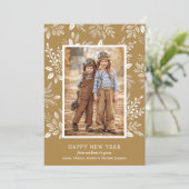 Happy New Year Botanicals on金ゴールド写真 シーズンカード (スタンド正面)
