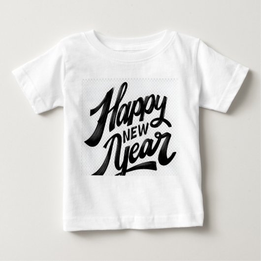 Happy New Year Brush‑Style Greeting ベビーTシャツ (正面)