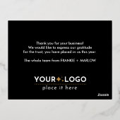 Happy New Year Business Logoブラック金ゴールド 箔シーズンポストカード (裏面)