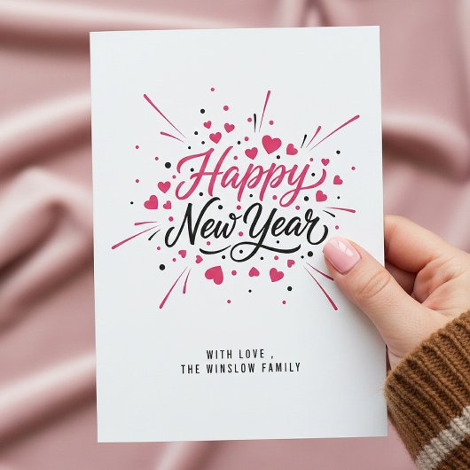 Happy New Year Card – Personalized Name or Family シーズンカード
