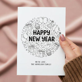 Happy New Year Card – Personalized Name or Family シーズンカード