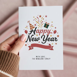 Happy New Year Card – Personalized Name or Family シーズンカード