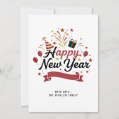 Happy New Year Card – Personalized Name or Family シーズンカード (正面)