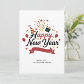 Happy New Year Card – Personalized Name or Family シーズンカード (スタンド正面)