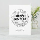 Happy New Year Card – Personalized Name or Family シーズンカード (スタンド正面)