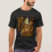 Happy New Year Cat Funny Party Hat Feline Meme Cel Tシャツ (正面)