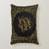 Happy New Year Celebrate,Gold Pixels Pattern,  アクセントクッション (正面(垂直))