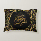 Happy New Year Celebrate,Gold Pixels Pattern,  アクセントクッション (裏面)