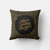 Happy New Year Celebrate,Gold Pixels Pattern クッション (裏面)