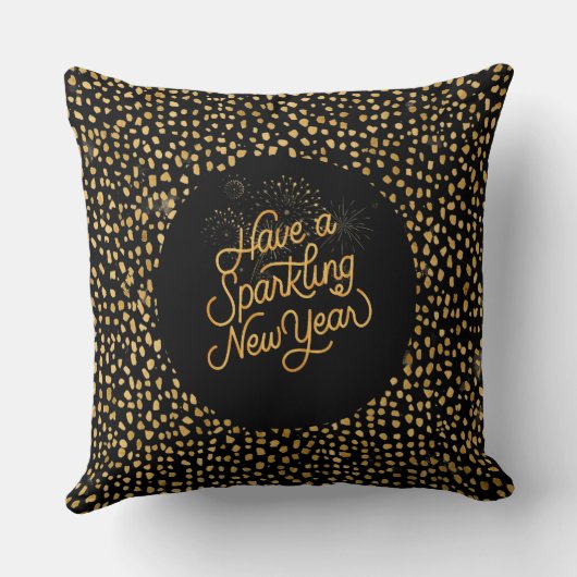 Happy New Year Celebrate,Gold Pixels Pattern クッション (裏面)