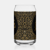 Happy New Year Celebrate,Gold Pixels Pattern,Black ガラス缶 (左)