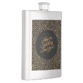 Happy New Year Celebrate,Gold Pixels Pattern,Black フラスク (右)