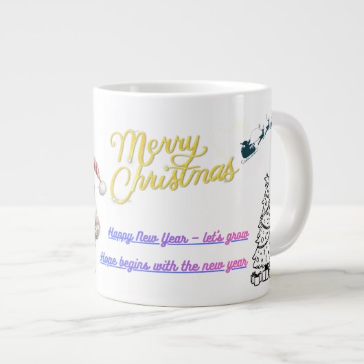 Happy New Year Celebration Mug ジャンボコーヒーマグカップ (正面右)