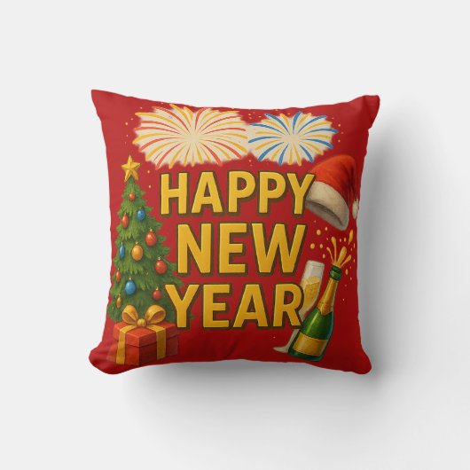 Happy New Year Celebration Sticker  クッション (正面)