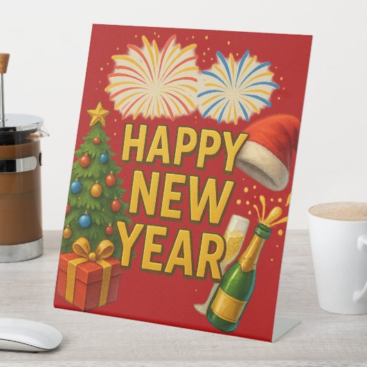 Happy New Year Celebration Sticker  台座サイン (インサイチュ)