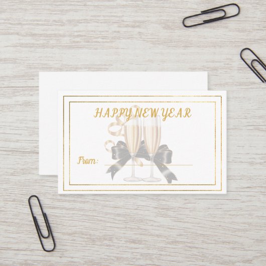 Happy New Year Champagne Gift Card 名刺 (正面/裏面インサイチュ)