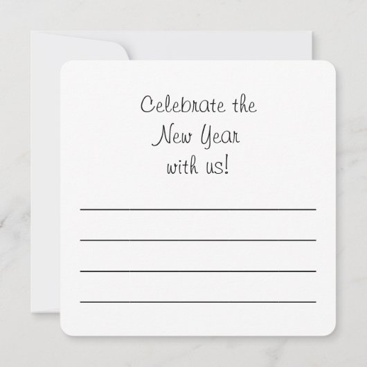 Happy New Year - Champagne Glasses and Clock 招待状 (裏面)