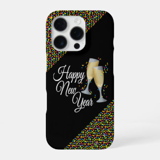 Happy New Year Champagne Glasses iPhone 16 Proケース
