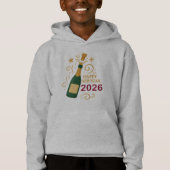 Happy New Year  Champagne Kids’ Pullover Hoodie (正面)