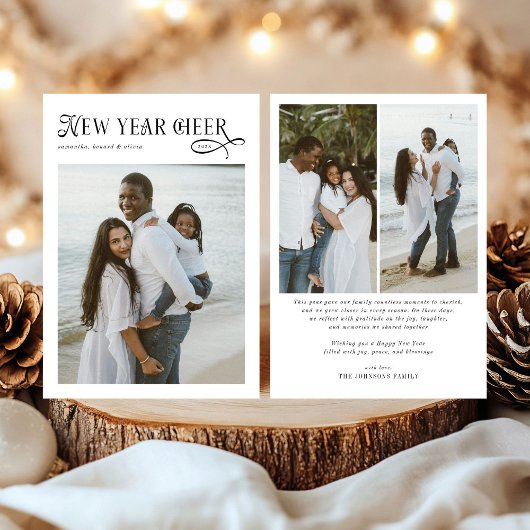 Happy New Year Cheer Modern Family 4 Photo Collage シーズンカード