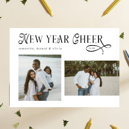 Happy New Year Cheer Modern Family Photo Collage シーズンカード