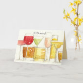 Happy New Year Cheers Cocktail Glasses Spatter カード (黄色い花)